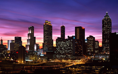 View of the Atlanta skyline at dusk